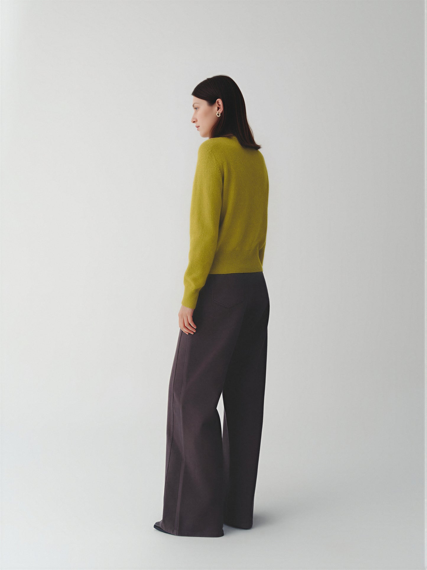 Cashmere-Silk Crewneck Knit Cardigan