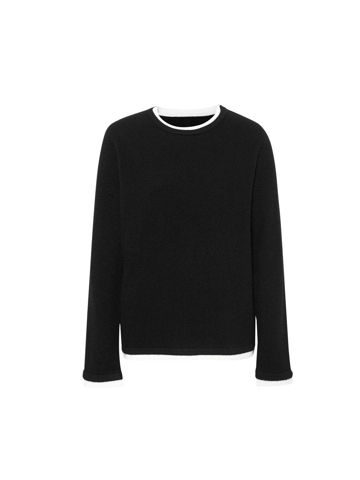 Pure Cashmere Contrast Binding Sweater
