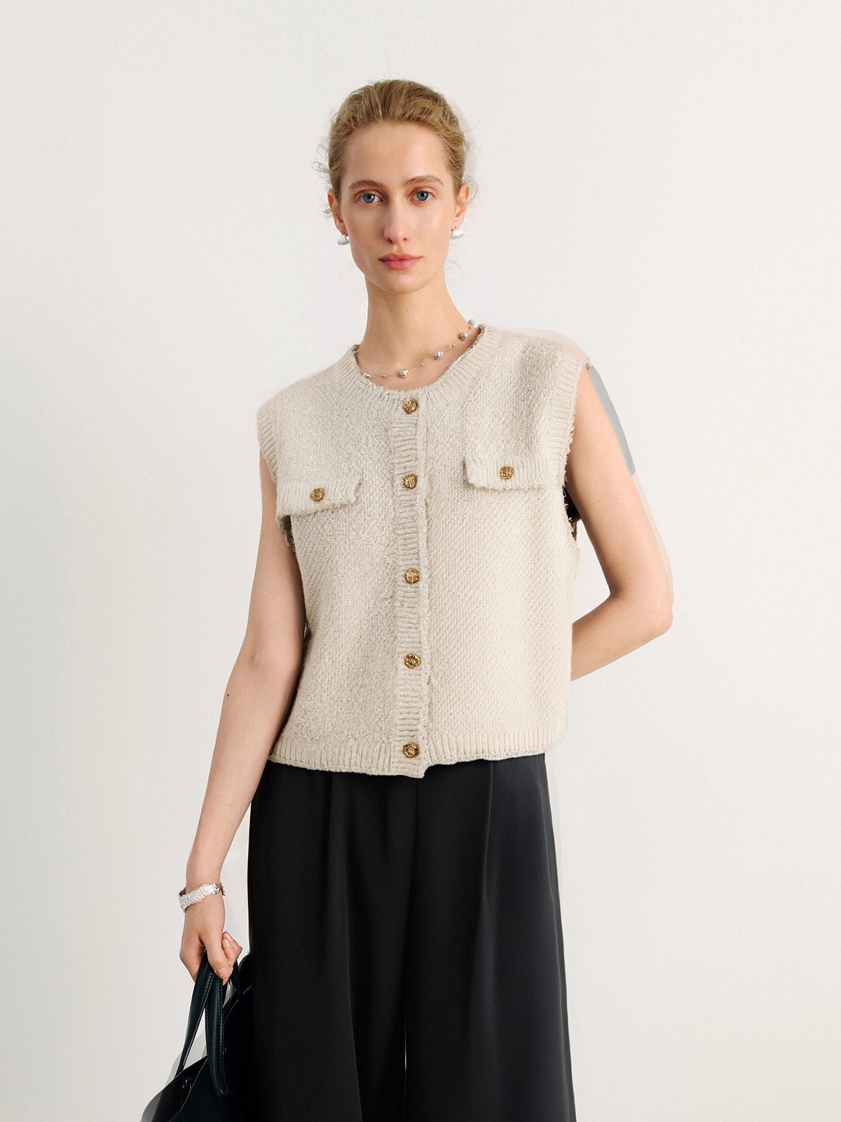 Beige Knit Vest