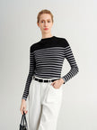 Blusa listrada de manga comprida justa