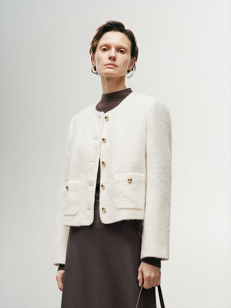 Wool Tweed Short Jacket - MEILLEUR MOMENT OFFICIAL STORE NEW YORK 