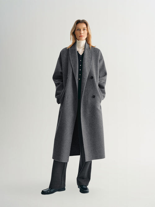 Load image 1 in gallery view. Peak Lapel Wool Alpaca Coat - MEILLEUR MOMENT OFFICIAL STORE NEW YORK 