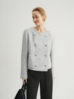 Light Gray Wool-Blend Short Peacoat