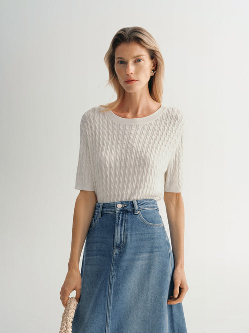 Load image 1 in gallery view. Cable Knit Top