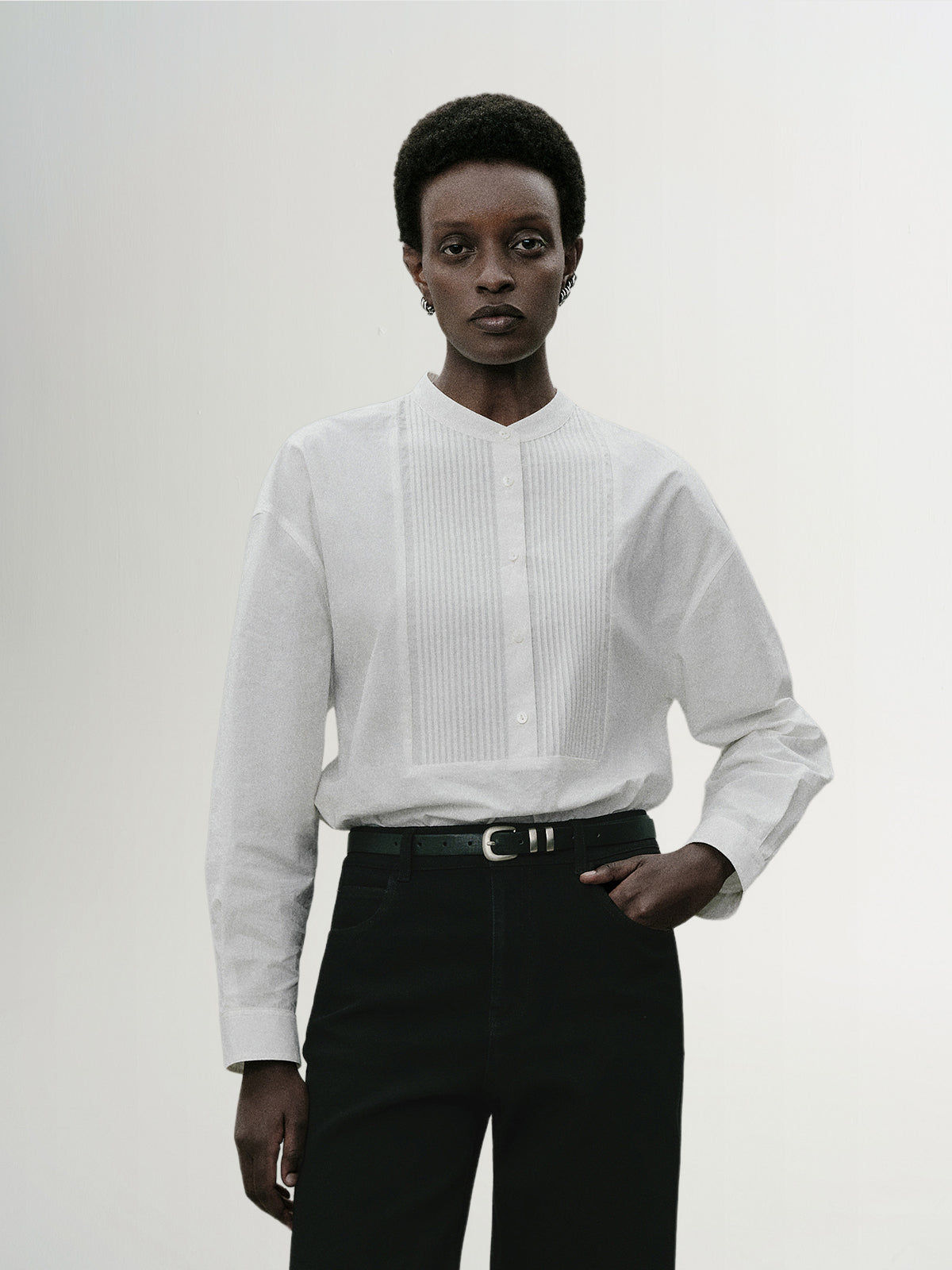 Pure Cotton Dropped-Shoulder Collared Shirt