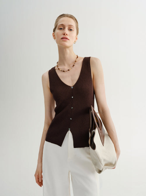 Load image 1 in gallery view. V-Neck Ribbed Knit Tank
