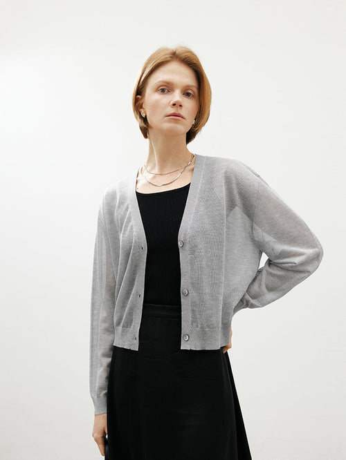 Load image 1 in gallery view. V Neck Thin Cardigan