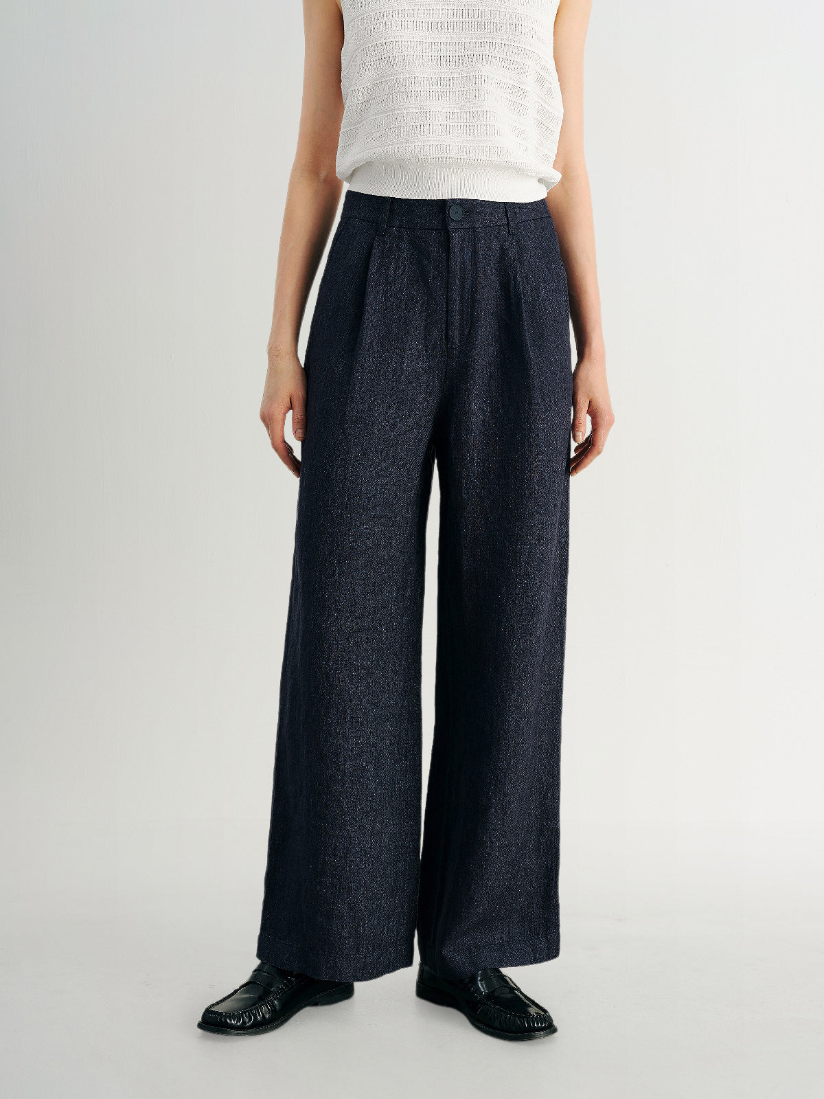 Linen Woven Straight-Leg Pants