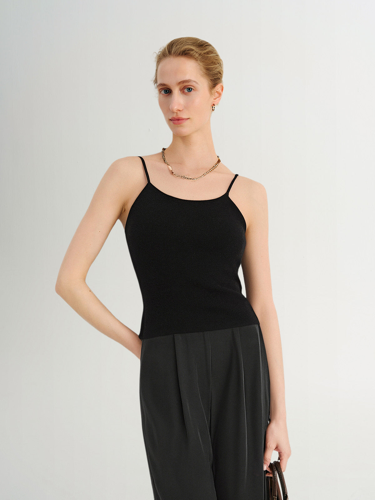 Black Camisole with Built-In Bra Pads