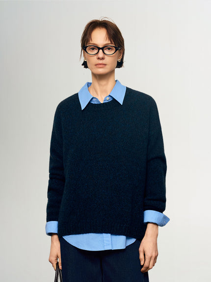 Crewneck Drop-Shoulder Silk-Cashmere Sweater
