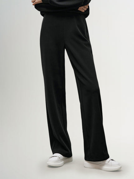 Women's Black Straight Fit Elastic Waist Trousers 5EA253071