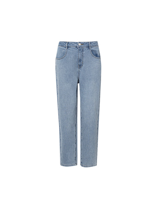 Load image 1 in gallery view. Cropped Pure Cotton Jeans