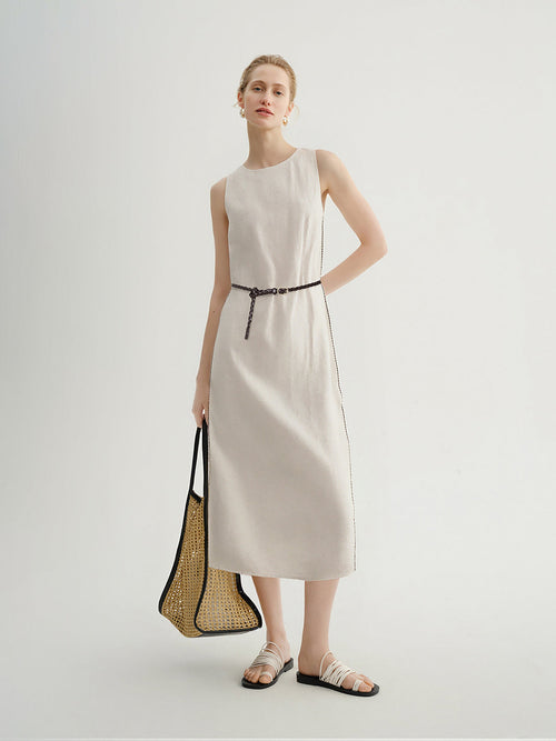 Load image 1 in gallery view. Pure Linen Sleeveless Dress