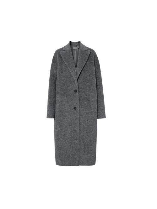 Load image 1 in gallery view. Peak Lapel Alpaca Wool Long Coat