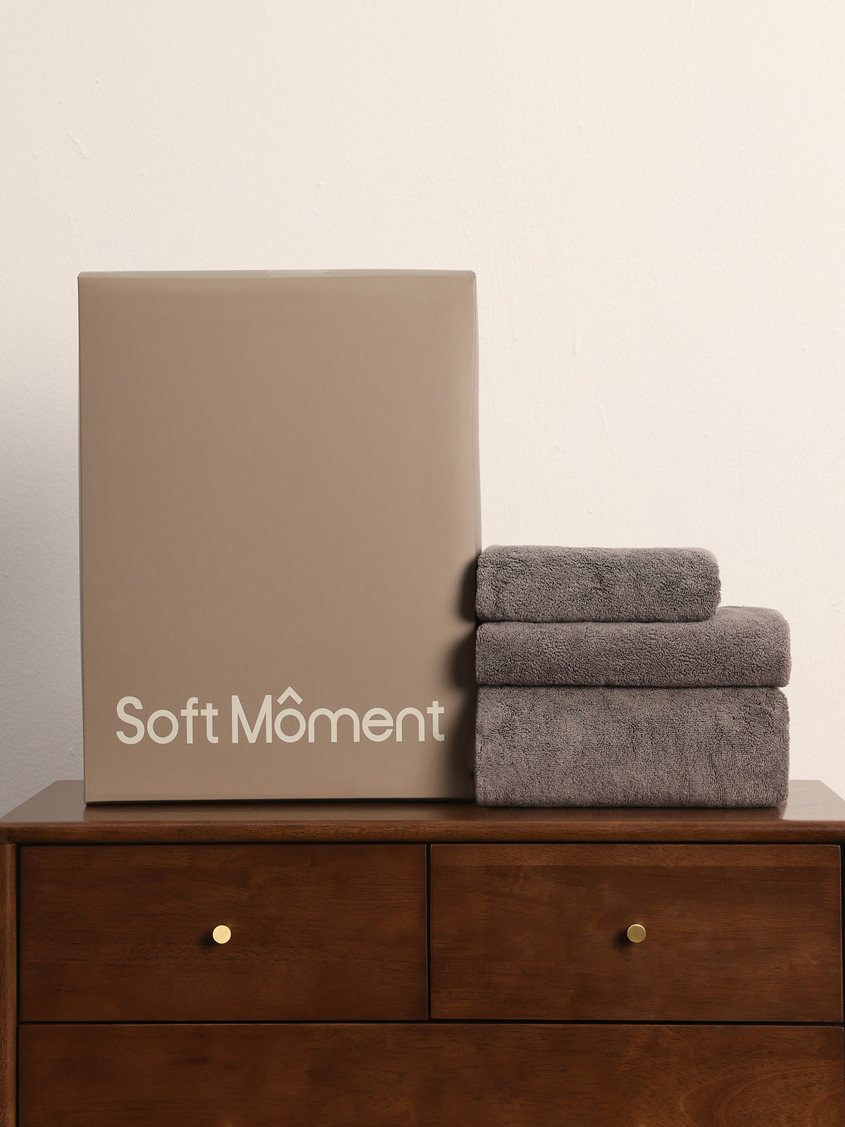 Cotton Gray & White Striped Towel and Bath Set