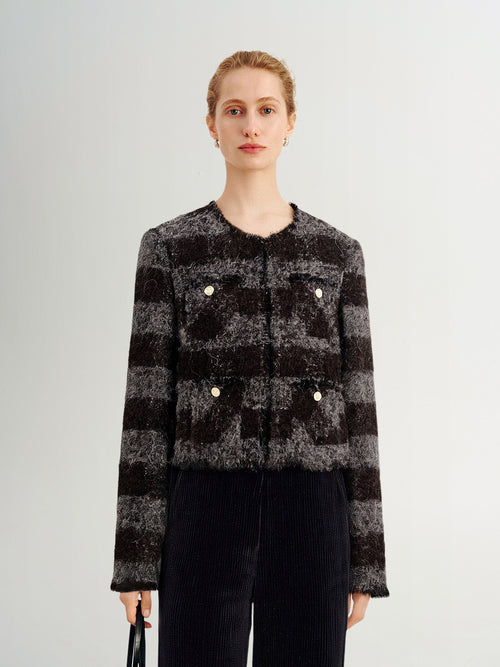 Load image 1 in gallery view. Wool-Alpaca Striped Short