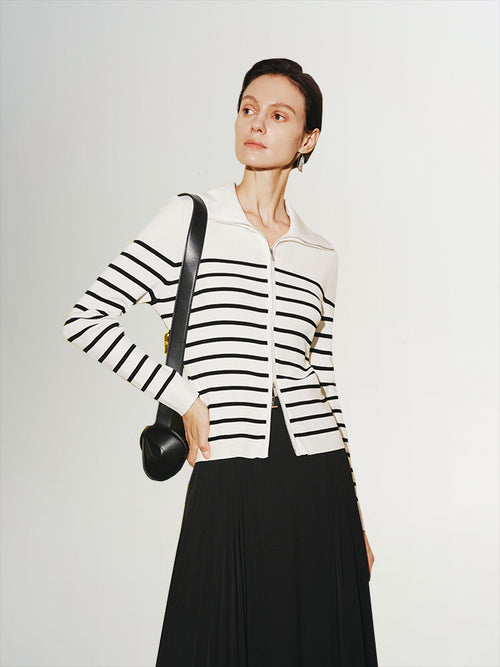 Load image 1 in gallery view. Striped Knit Cardigan - MEILLEUR MOMENT OFFICIAL STORE NEW YORK 