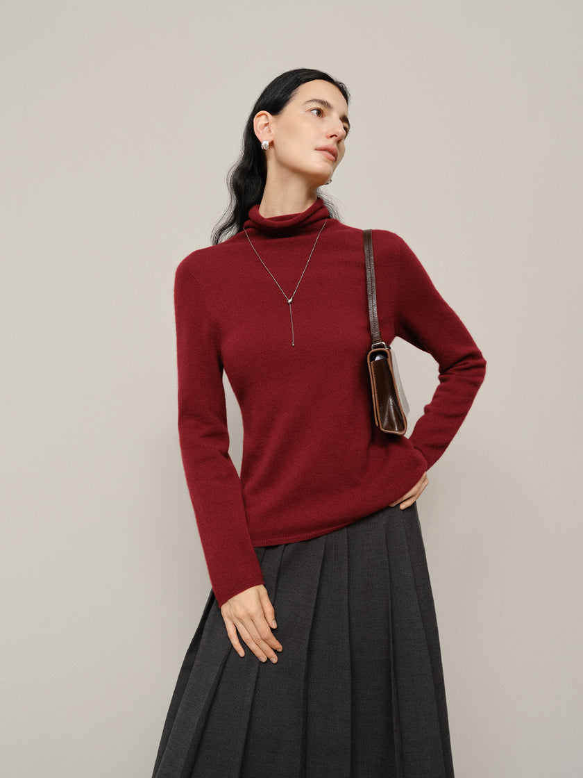 Merlot Pure Cashmere Slim Fit Sweater 5FA133603Q