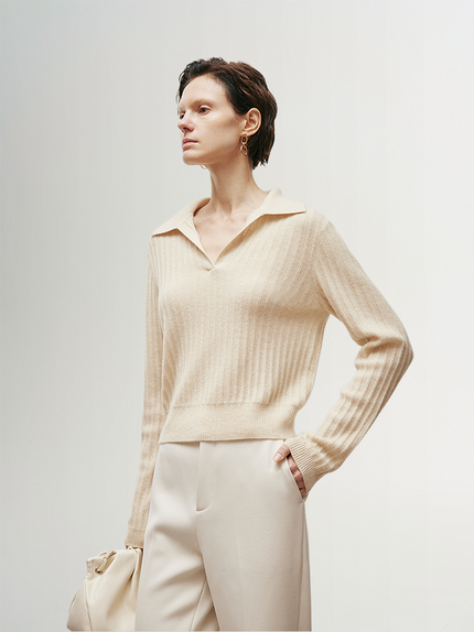 Rib Polo Cashmere Sweater