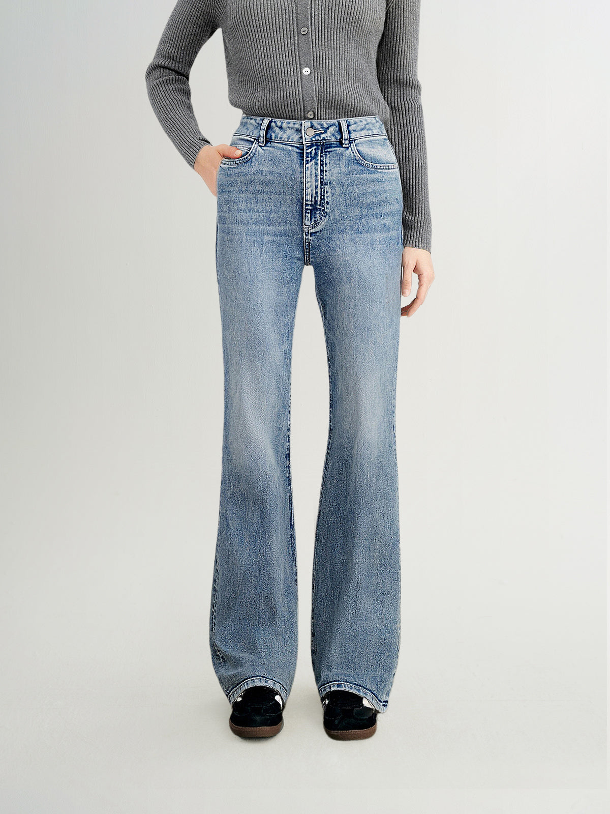 Flared Cotton Denim Pants