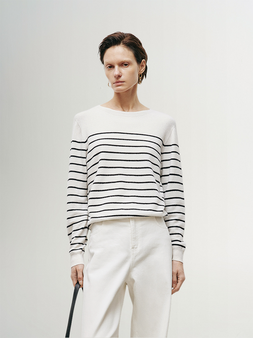 Load image 1 in gallery view. Striped Cashmere Sweater - MEILLEUR MOMENT OFFICIAL STORE NEW YORK 