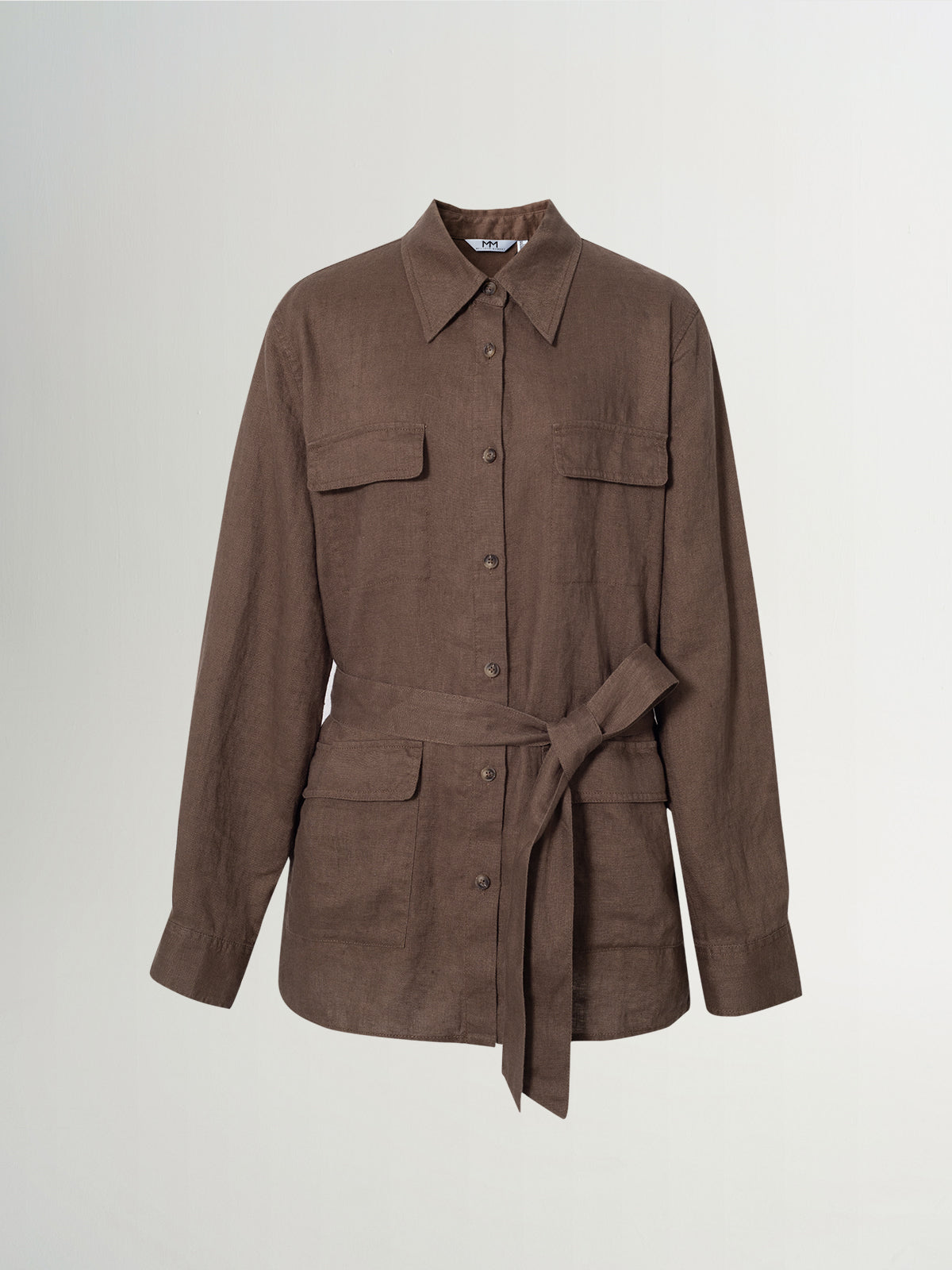 Belted Pure Linen Safari Top