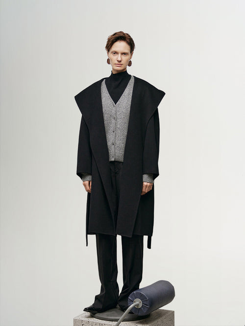 Load image 1 in gallery view. 100% Australian Merino Wool Hooded Coat - MEILLEUR MOMENT OFFICIAL STORE NEW YORK 