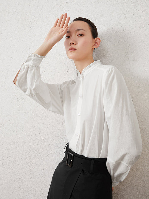 womens white dress shirt with collar Allegra K Women's Point Collar Long Sleeve Button Shirt White Large