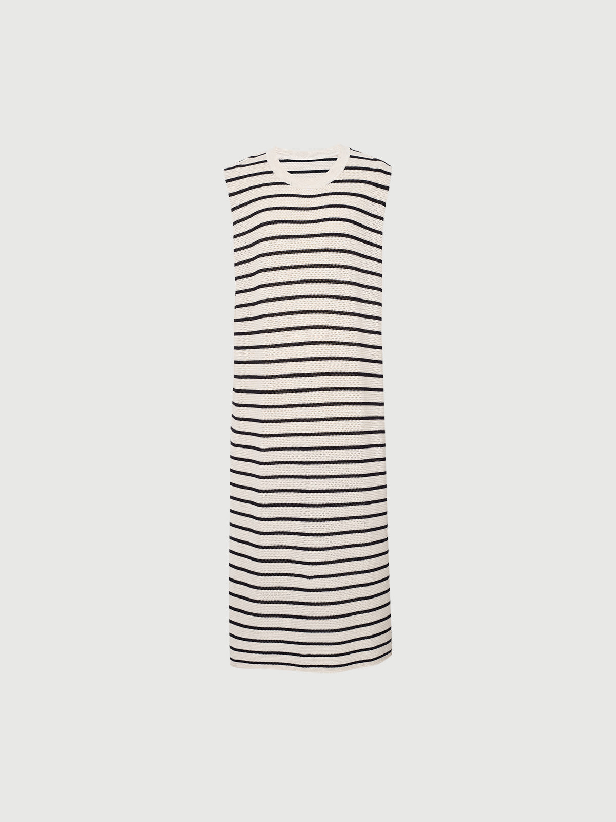 Vestido de malha às riscas sem mangas