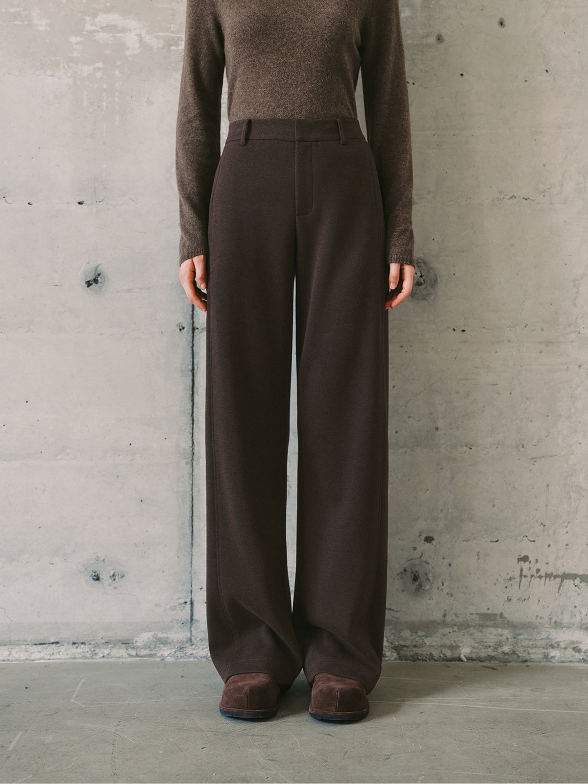 Dark Brown Straight-Leg Pants