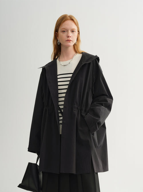 Load image 1 in gallery view. Cotton Hooded Relaxed Jacket