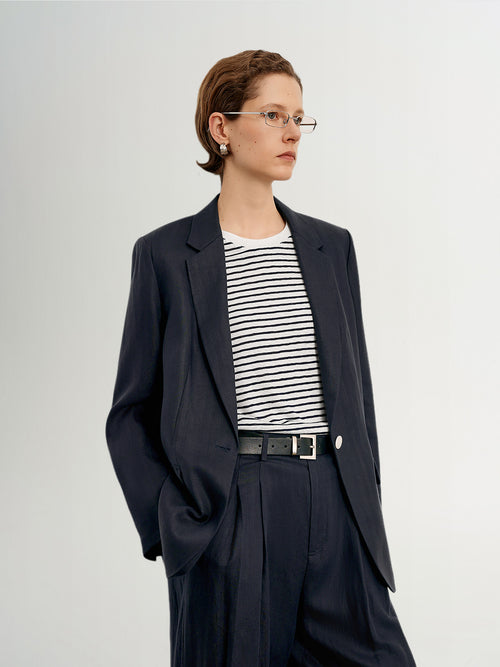 Load image 1 in gallery view. Lyocell-Linen Single-Button Blazer Suit