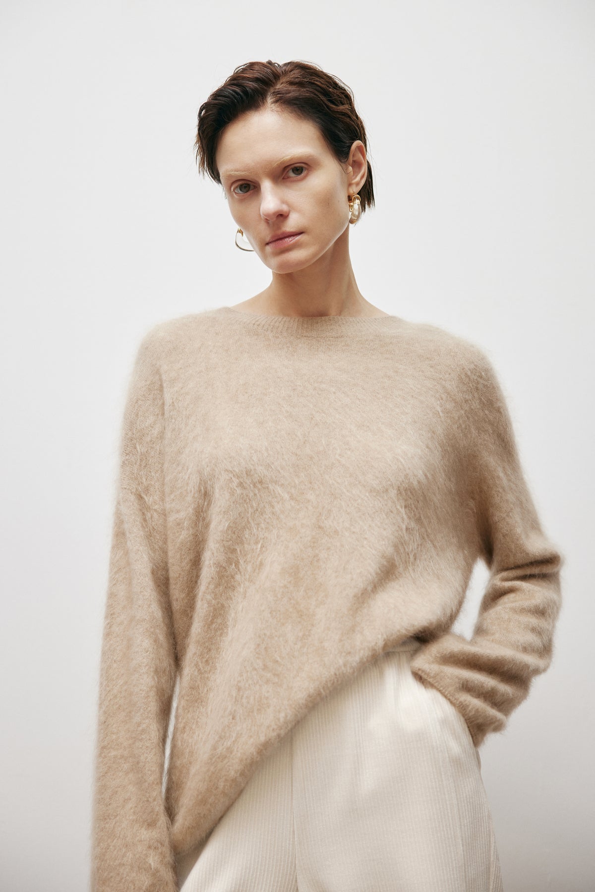 Soft Brushed Cashmere Crewneck Sweater