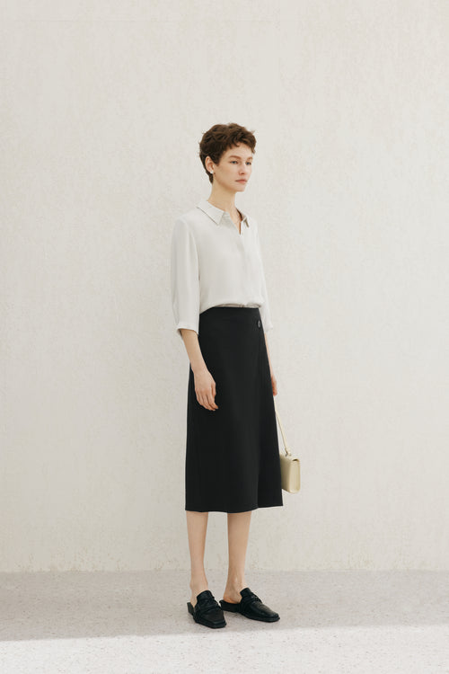 Load image 1 in gallery view. Relaxed-Fit Structured Shoulder Lapel Three-Quarter Sleeve Shirt