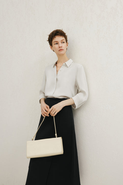 Load image 1 in gallery view. Relaxed-Fit Structured Shoulder Lapel Three-Quarter Sleeve Shirt