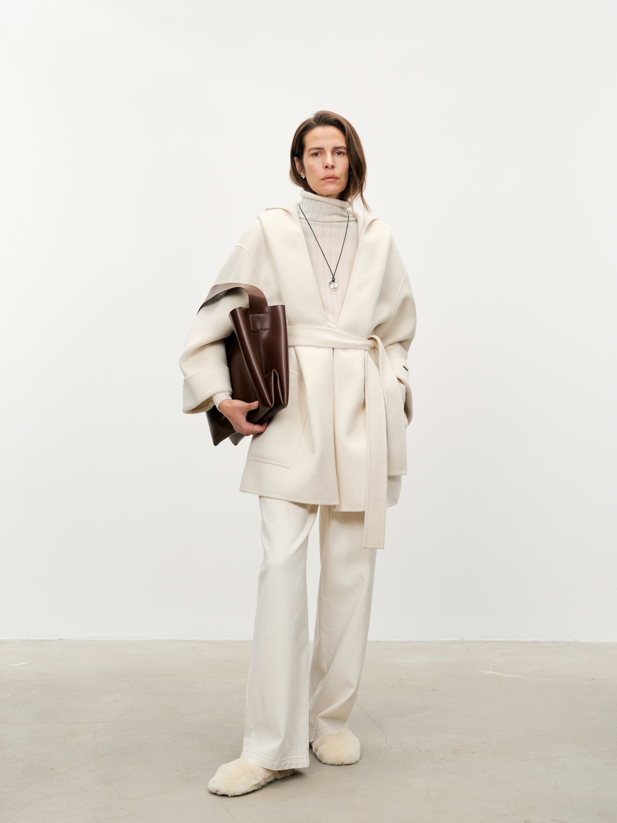 Hooded Belted Wool-Blend Coat