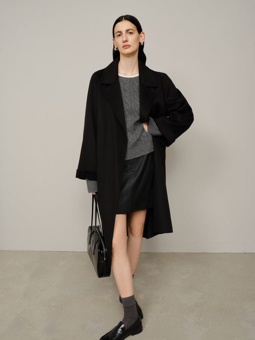Load image 1 in gallery view. Belted Notched Lapel Cashmere Coat