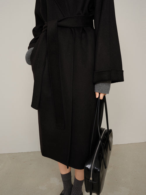 Load image 1 in gallery view. Belted Notched Lapel Cashmere Coat
