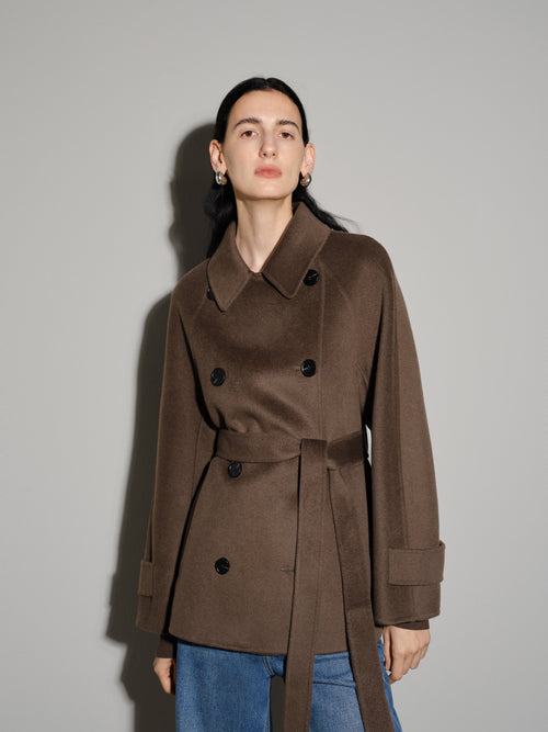 Load image 1 in gallery view. Belted Wool Double-Breasted Coat