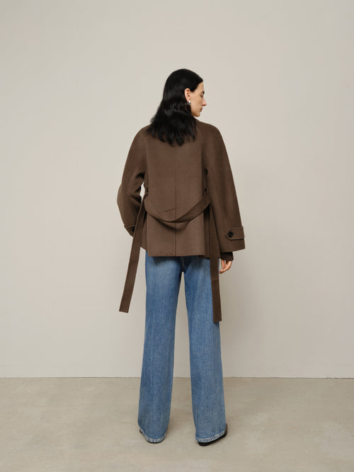 Load image 1 in gallery view. Belted Wool Double-Breasted Coat