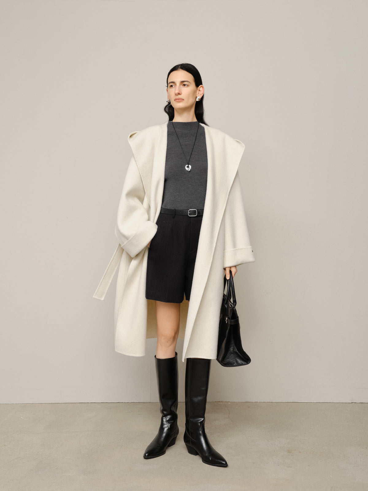 Hooded Belted Wool-Alpaca Coat