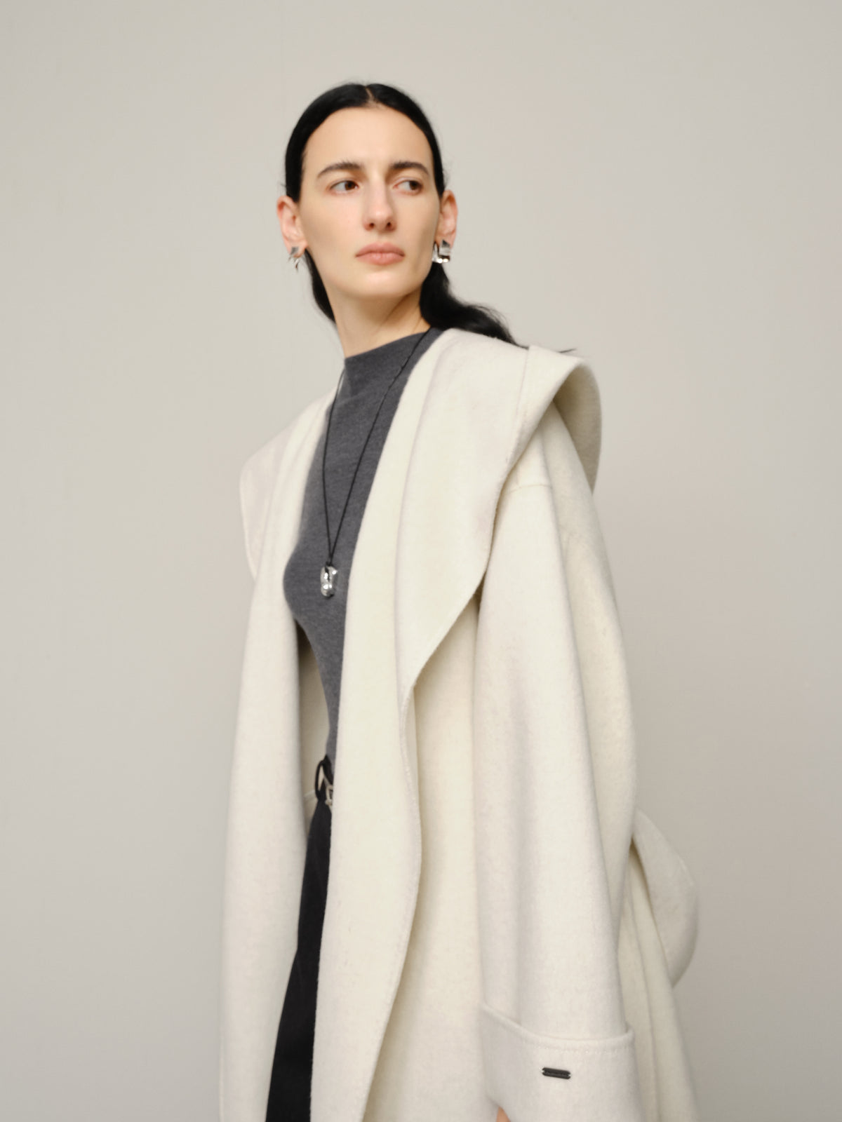 Hooded Belted Wool-Alpaca Coat