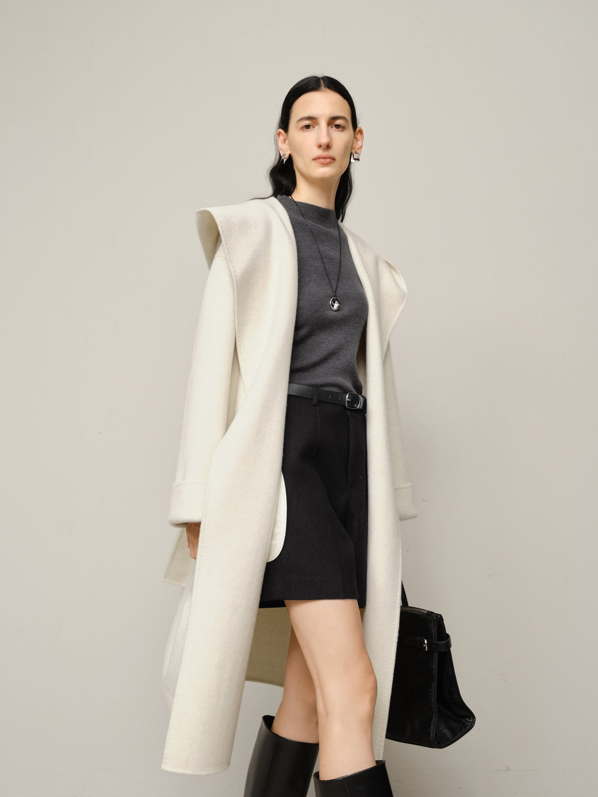 Hooded Belted Wool-Alpaca Coat