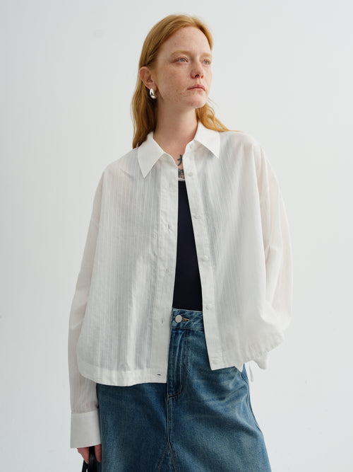 Load image 1 in gallery view. Relaxed-Fit Lightweight Drop-Shoulder Lapel Shirt
