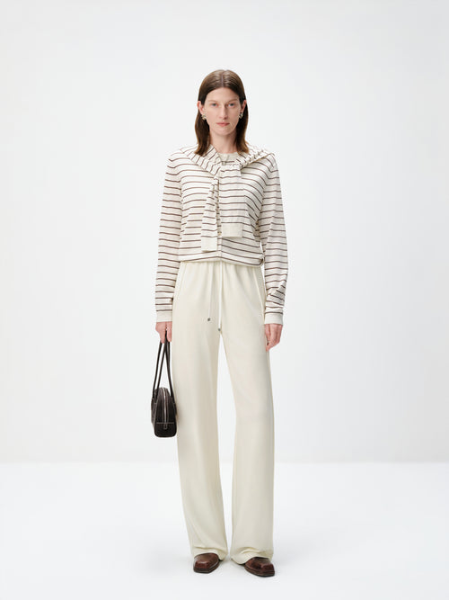 Load image 1 in gallery view. Twofer Tie-Sleeve Striped Cardigan