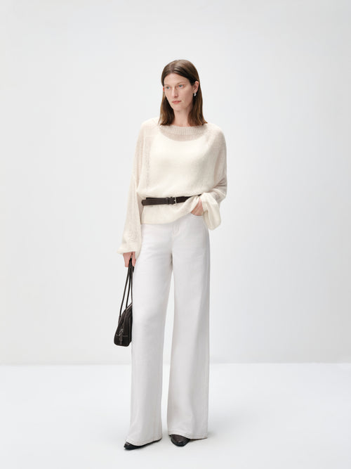 Load image 1 in gallery view. Lightweight Silk-Cashmere Sequin Knit Sweater