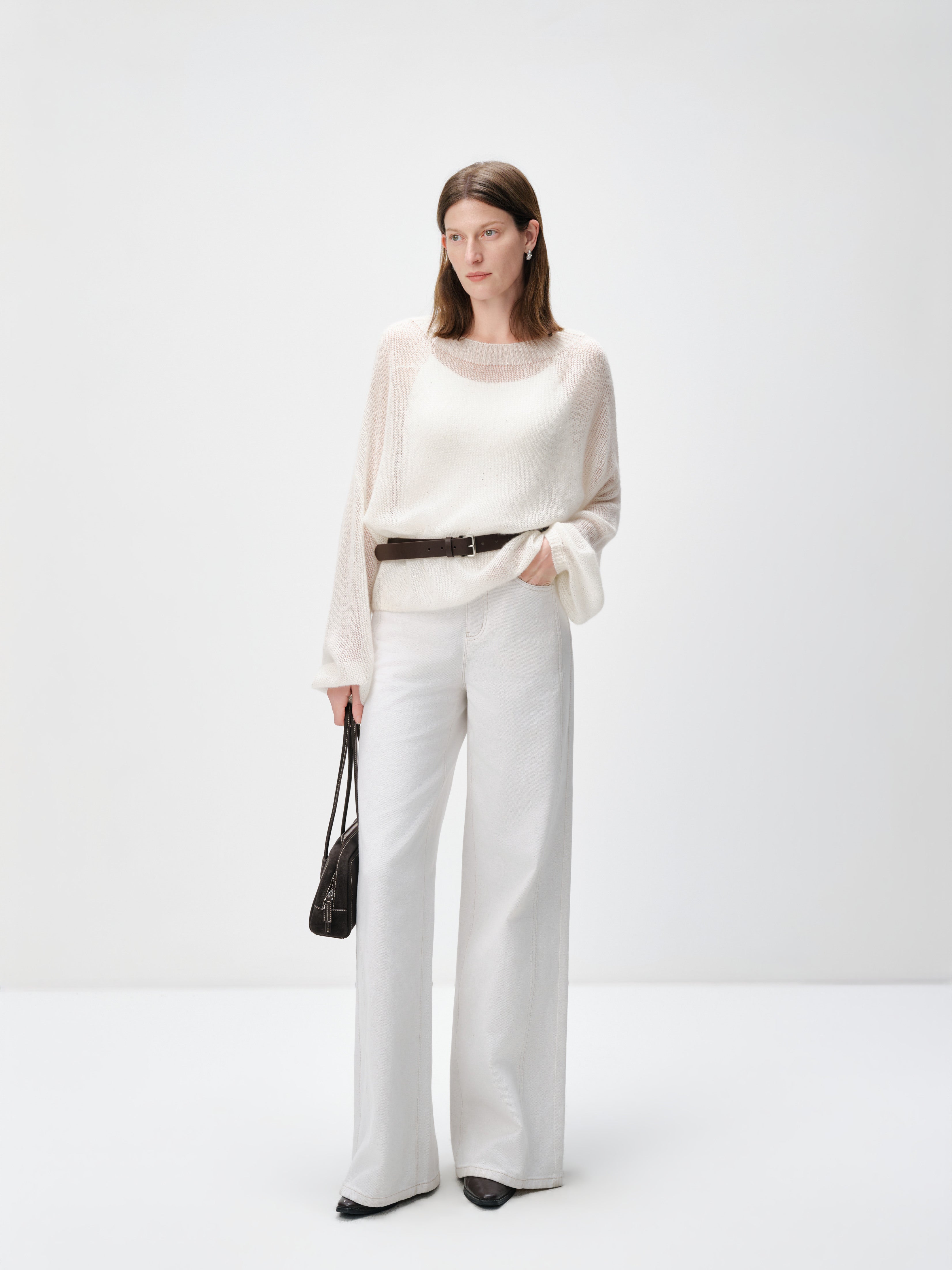 Cotton-Linen Wide Leg Trousers