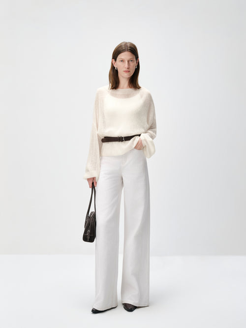 Load image 1 in gallery view. Lightweight Silk-Cashmere Sequin Knit Sweater