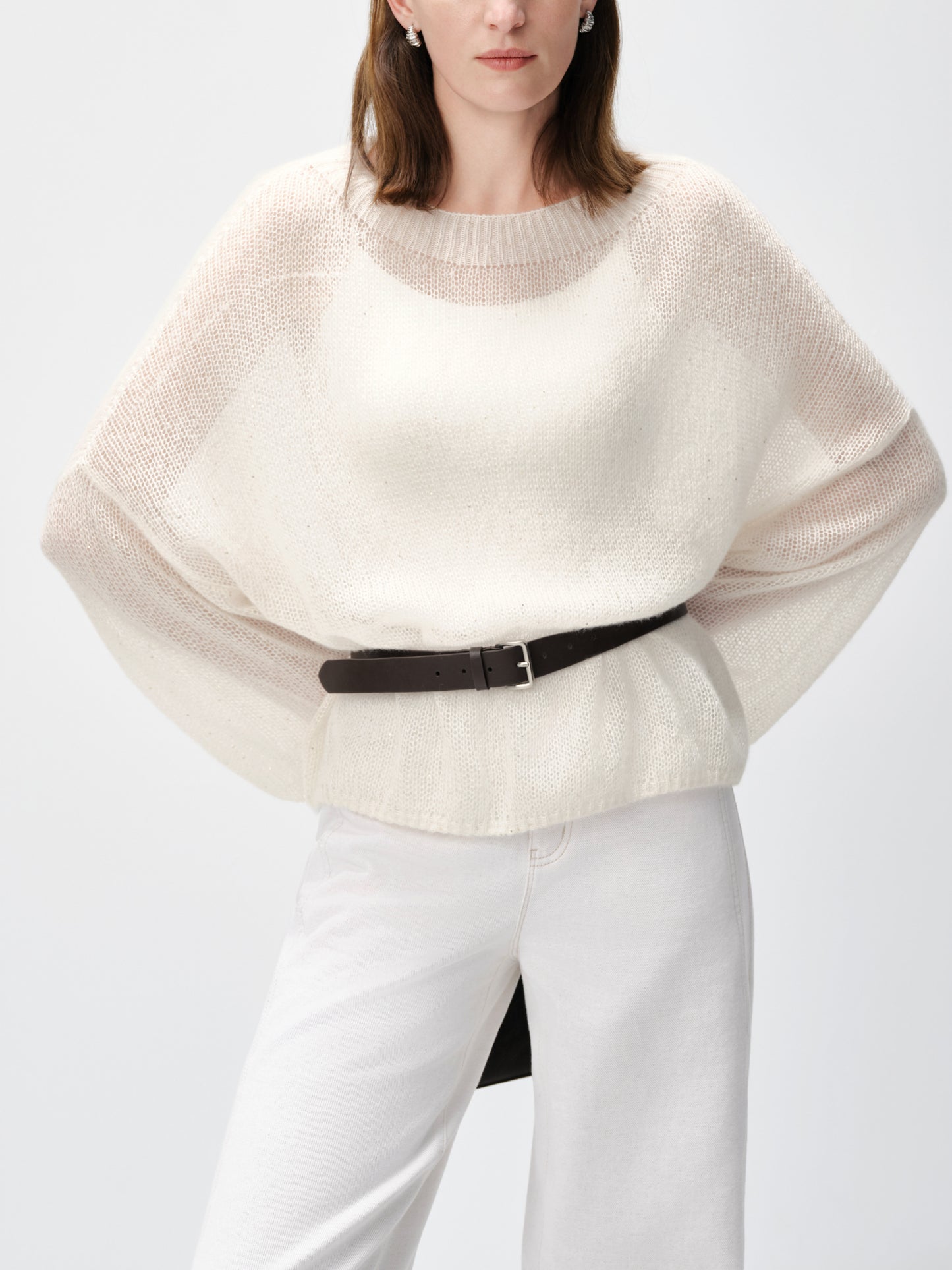 Lightweight Silk-Cashmere Sequin Knit Sweater