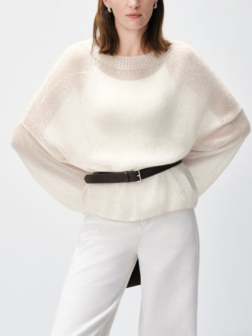 Load image 1 in gallery view. Lightweight Silk-Cashmere Sequin Knit Sweater